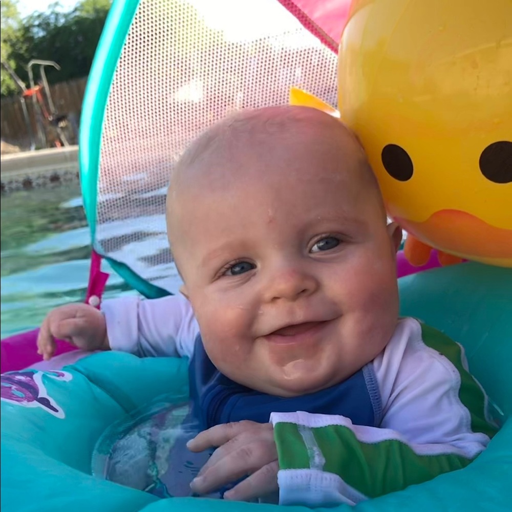 Little boys one piece swim/sun protection suit.